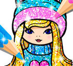 Girls Coloring Book Glitter